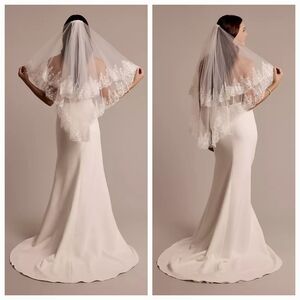 New White Two Tier Sequin Lace Tulle Bridal Veil By David's Bridal